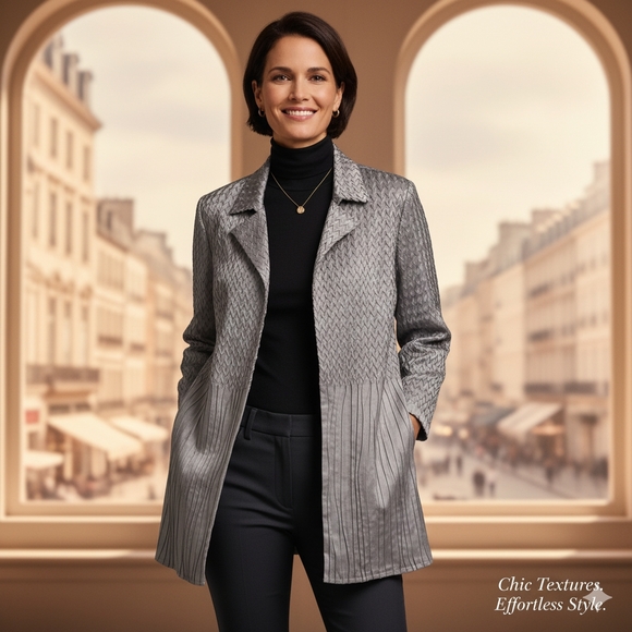 Travelers Collection by Chicos dual crushed ash gray jacket